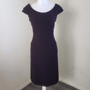 Adrianna Papell Tiered Shutter Pleat Cocktail Dress Brown Size 6